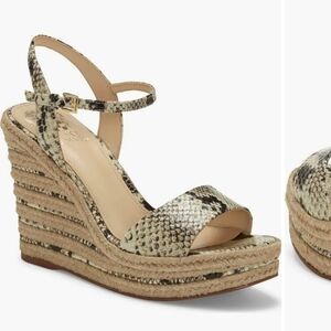 Vince Camuto Marybell Leather Snake Skin Print Platform Wedge Sandals 7.5 EUC
